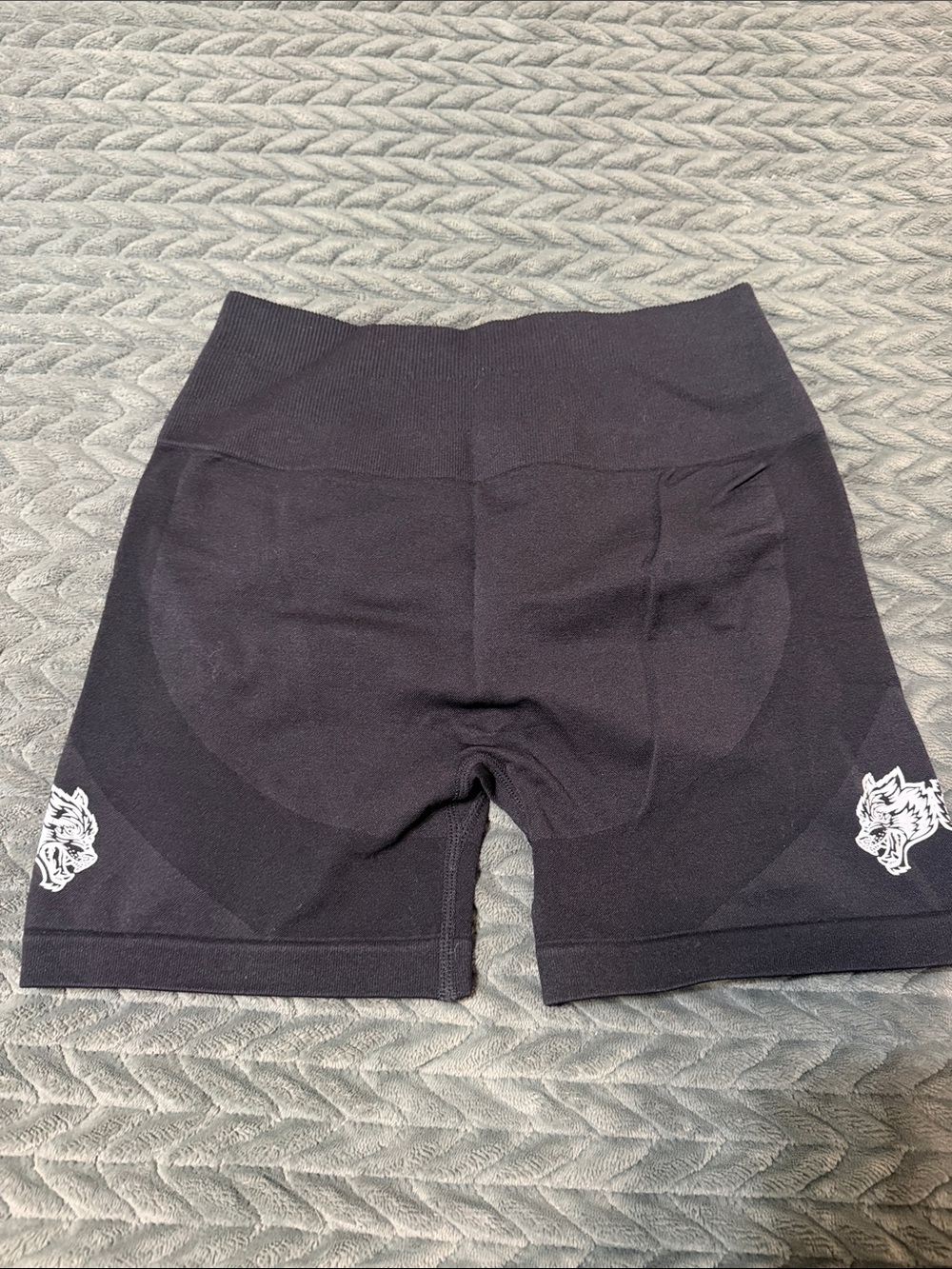 Darc Sport Black Bike Shorts with White Wolf Logos